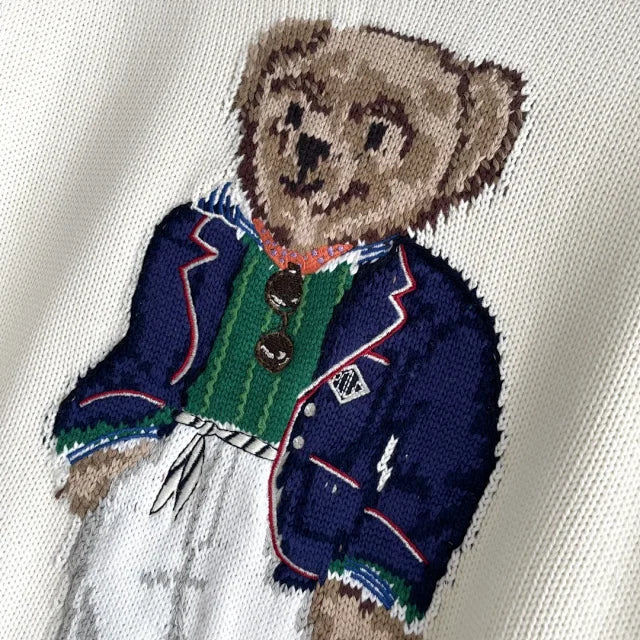 Blazer color crema con suéter de punto Bear