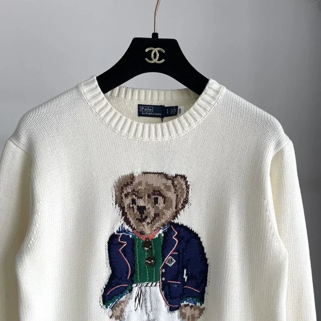 Blazer color crema con suéter de punto Bear