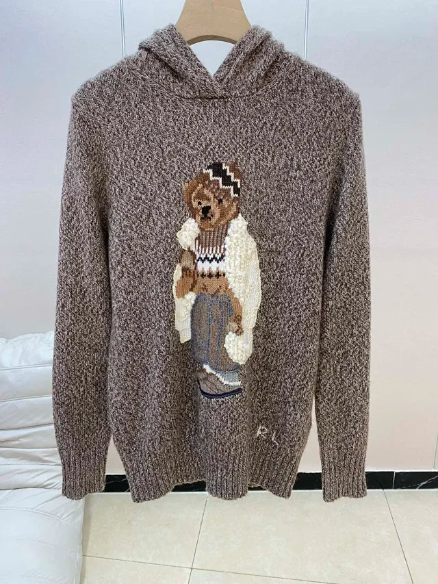 Sudadera con capucha de punto Brown Casual Bear