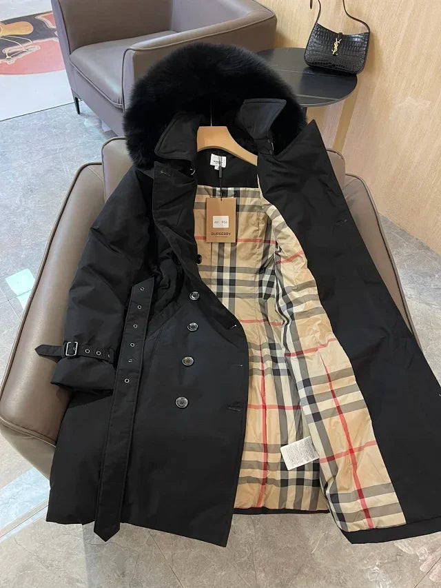 Chaqueta de piel con cuello cruzado