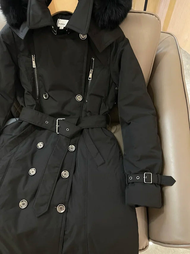 Chaqueta de piel con cuello cruzado