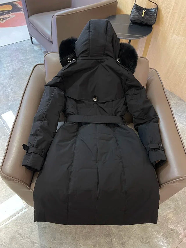 Chaqueta de piel con cuello cruzado
