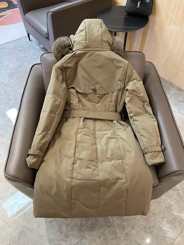 Chaqueta de piel con cuello cruzado