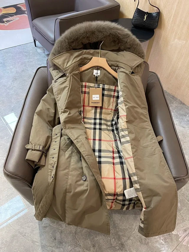 Chaqueta de piel con cuello cruzado