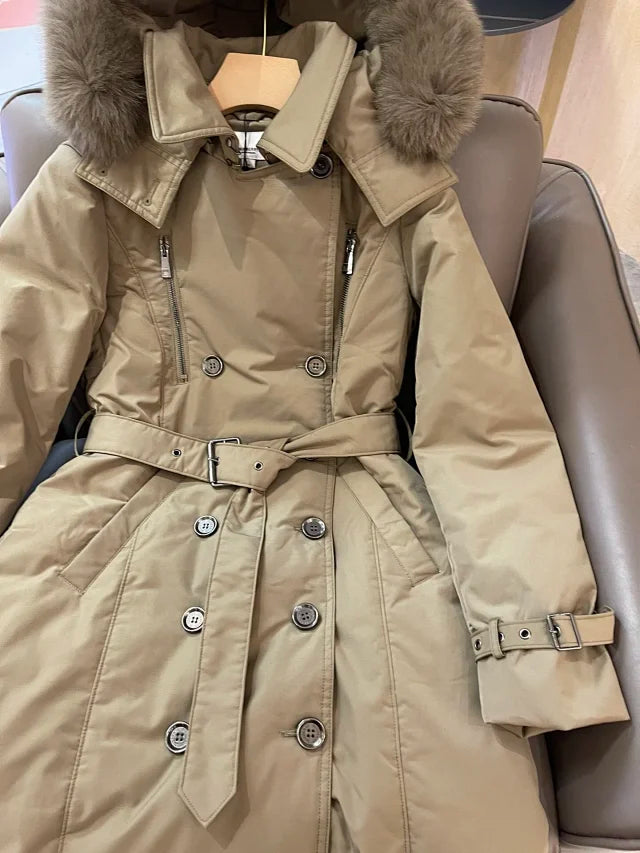 Chaqueta de piel con cuello cruzado