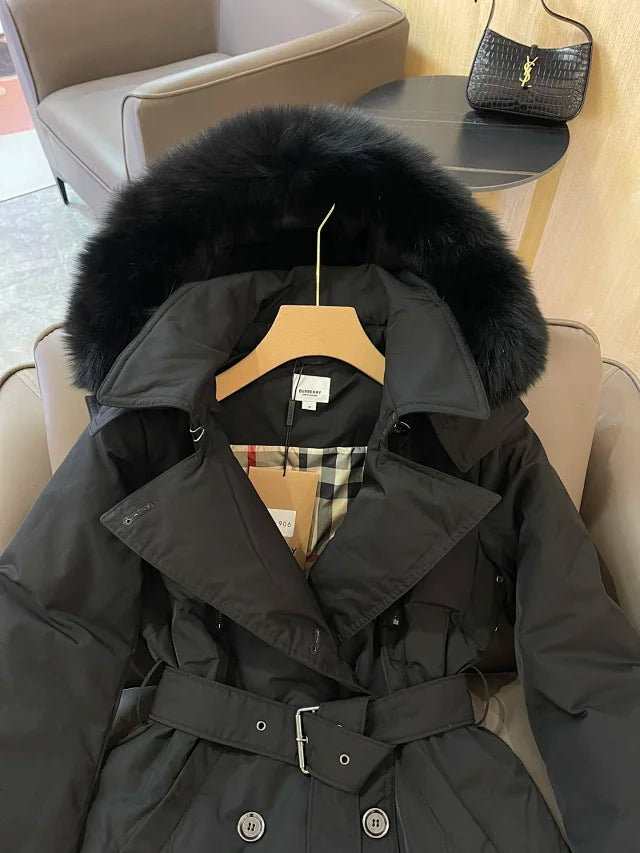 Chaqueta de piel con cuello cruzado