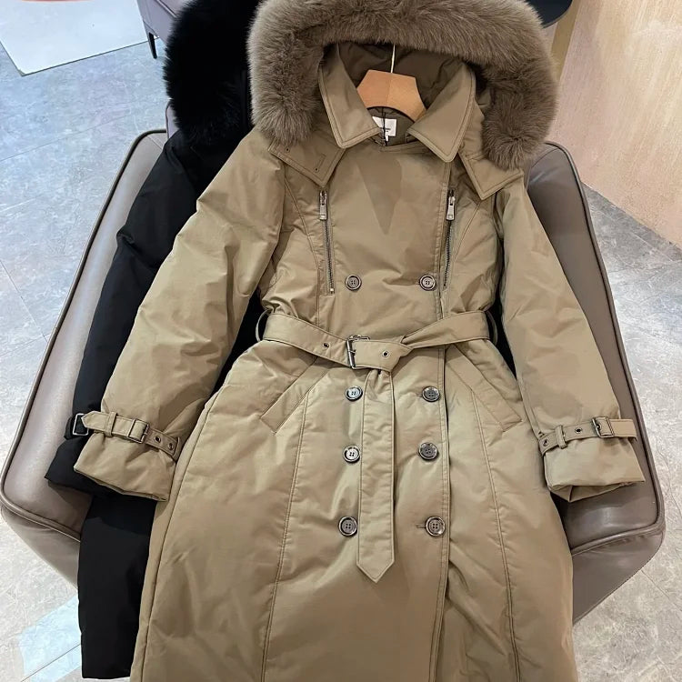 Chaqueta de piel con cuello cruzado
