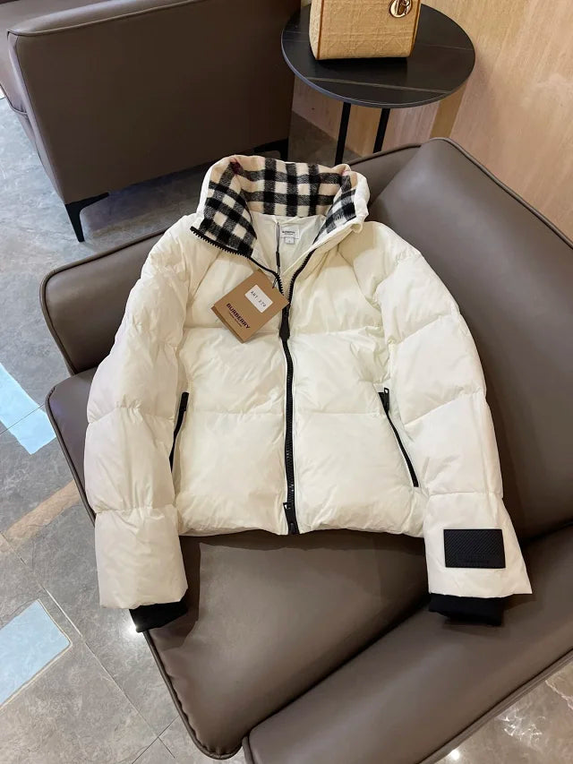 Chaqueta acolchada con cuello de cuadros