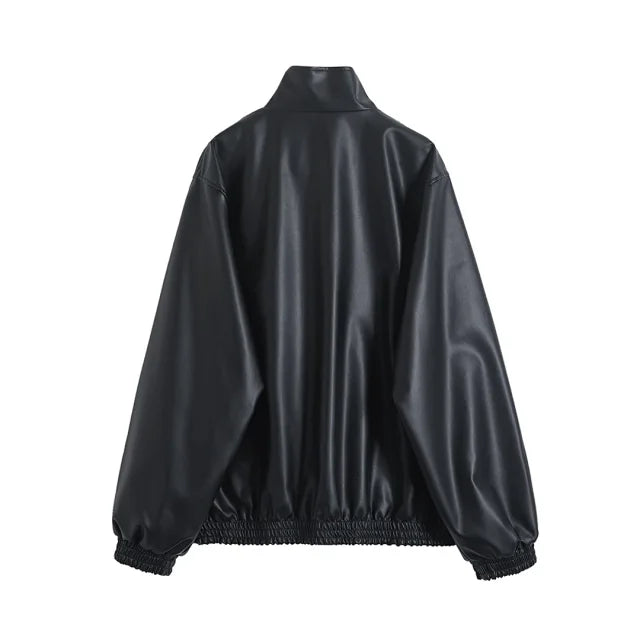 Chaqueta bomber de cuero mate