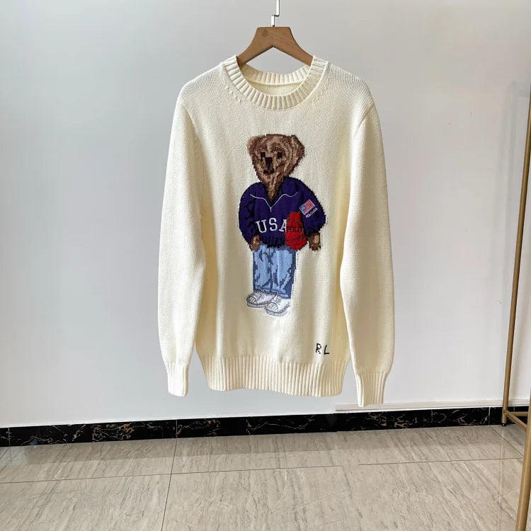 Suéter de punto Cream USA Bear